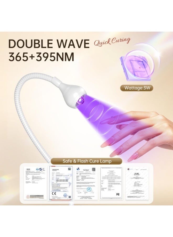 DOLOLO 3W LED Nail Lamp, 4 Dimming Level, Flexible Gooseneck, Quick-Dry, Portable Gel Polish Curing Light for DIY & Professional Manicures (White) - Image 5